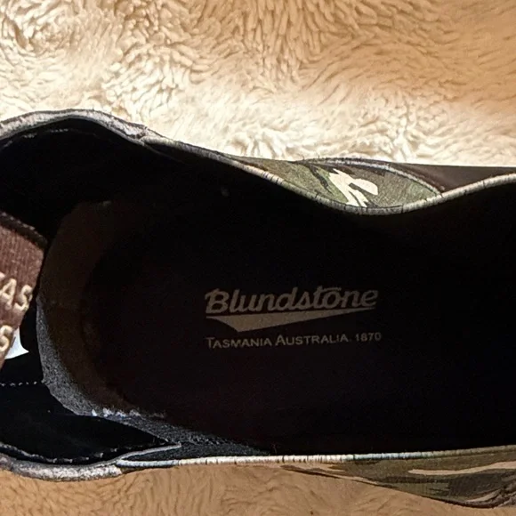 Blundstone Dark Brown Leather & Camouflage Men's Boots size 12 - Picture 6 of 8